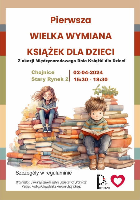 Pierwsza wielka wymiana książek dla dzieci - 2.04.2024 r. - Stary Rynek Chojnice
